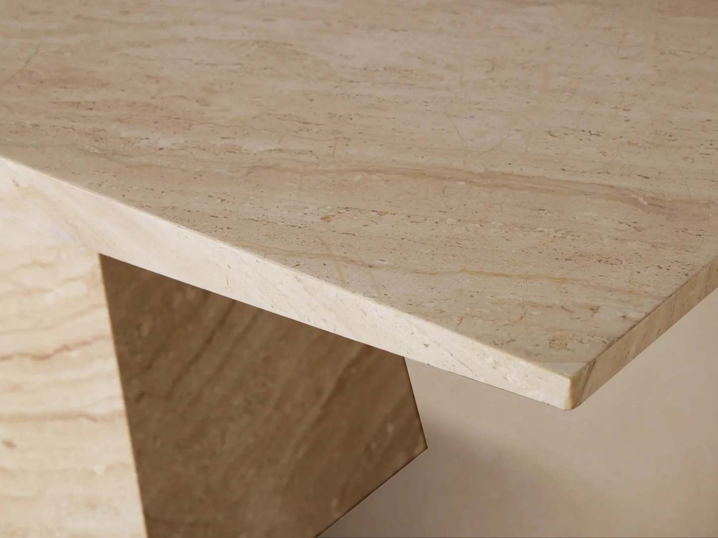 Ilaria Dining Table Beige Coralle Marble Pedestal Artisanal Dining