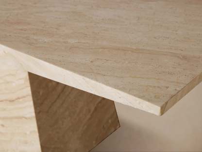 Ilaria Dining Table Beige Coralle Marble Pedestal Artisanal Dining