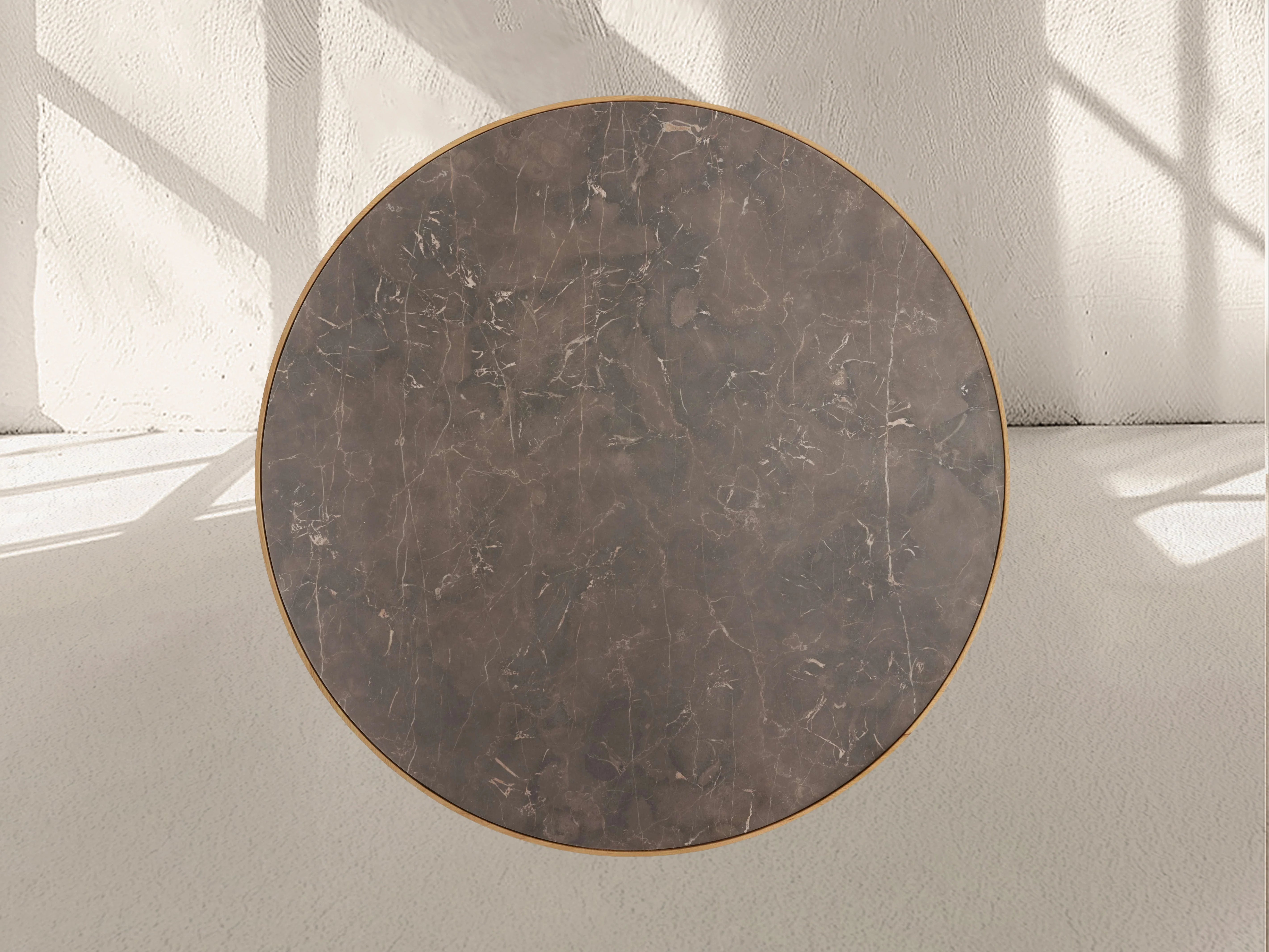 Aster Round Oak & Natural Marble Dining Table