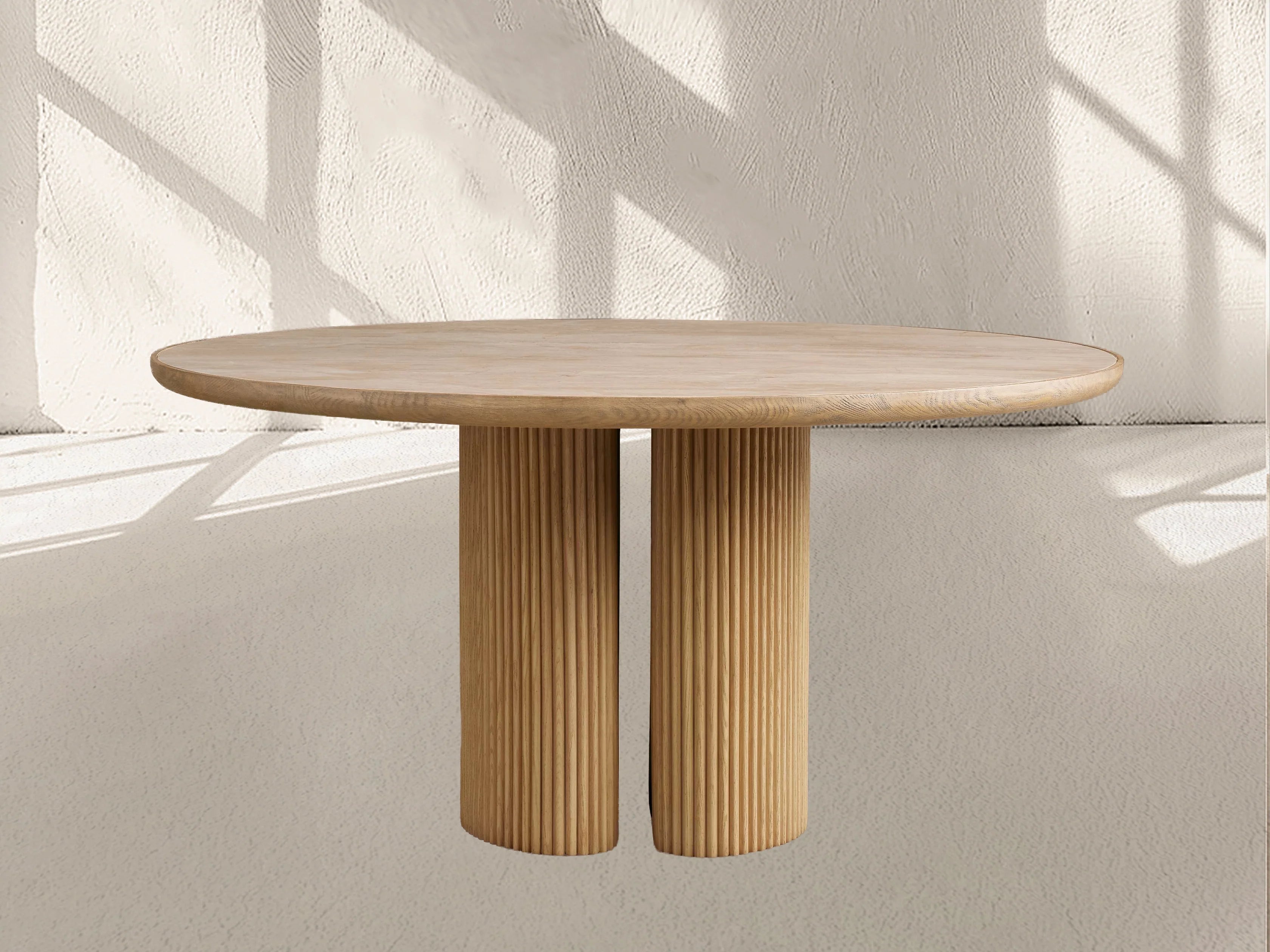 Aster Round Oak & Natural Marble Dining Table