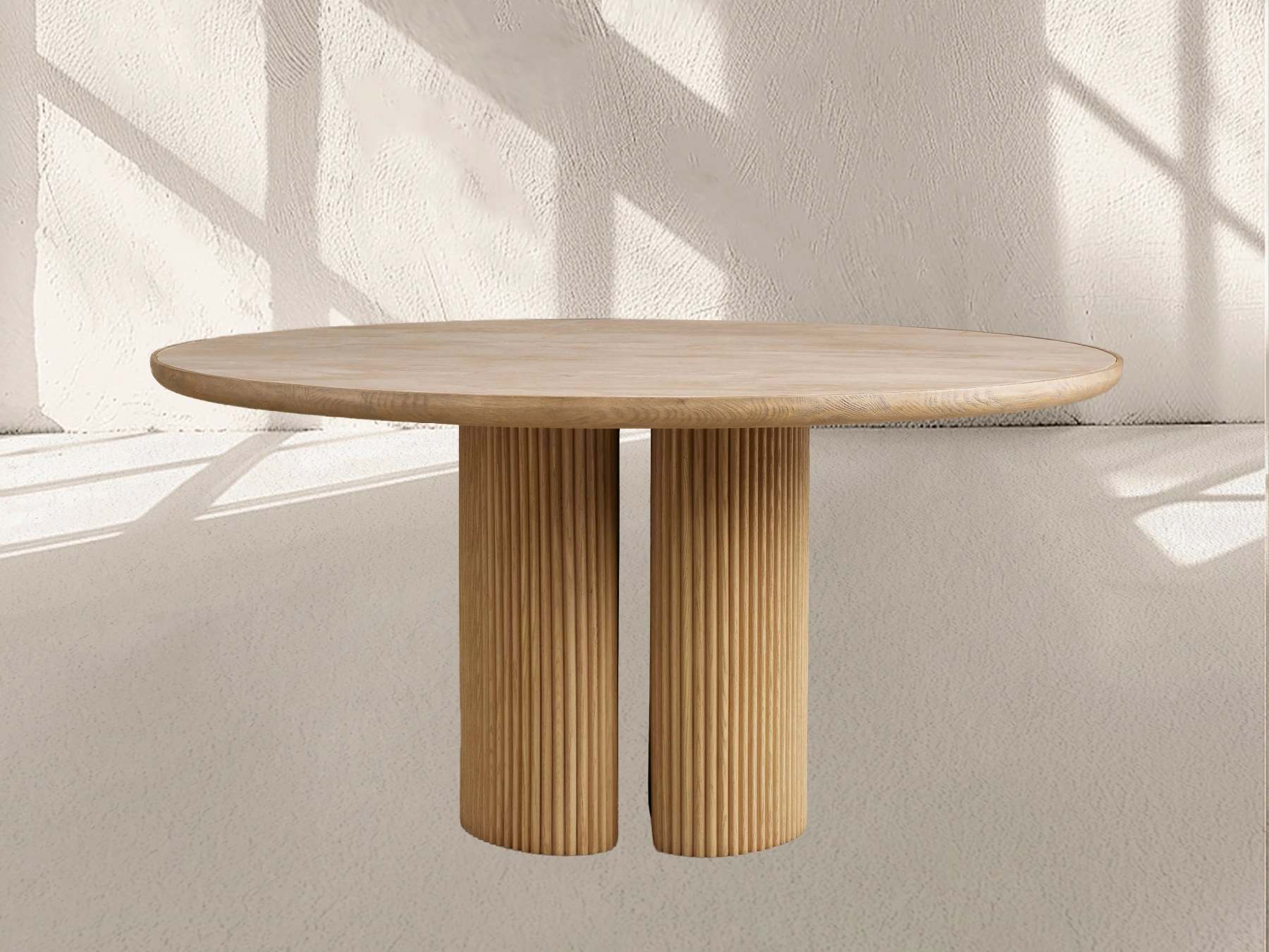 Aster Round Oak & Natural Marble Dining Table