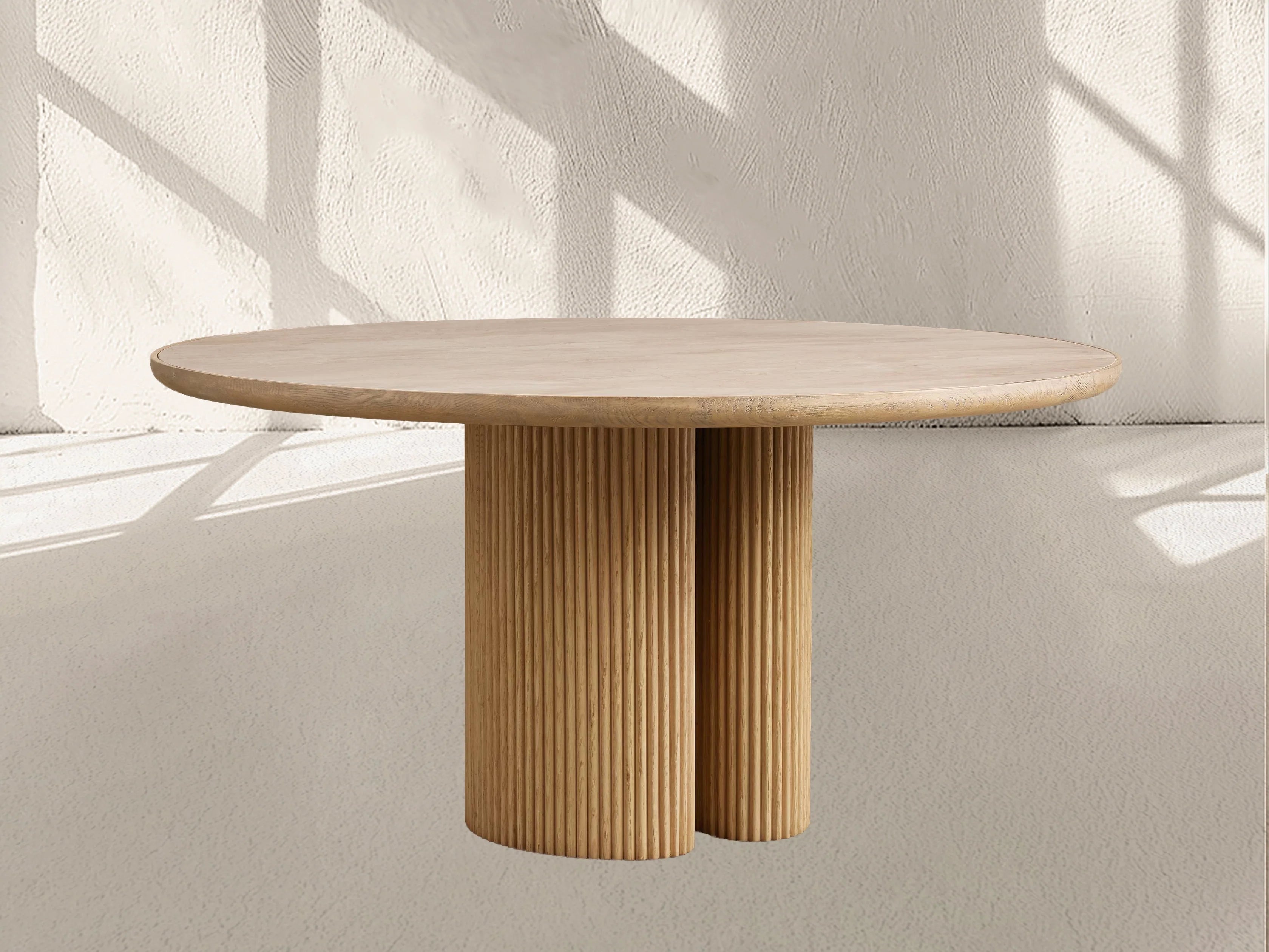 Aster Round Oak & Natural Marble Dining Table