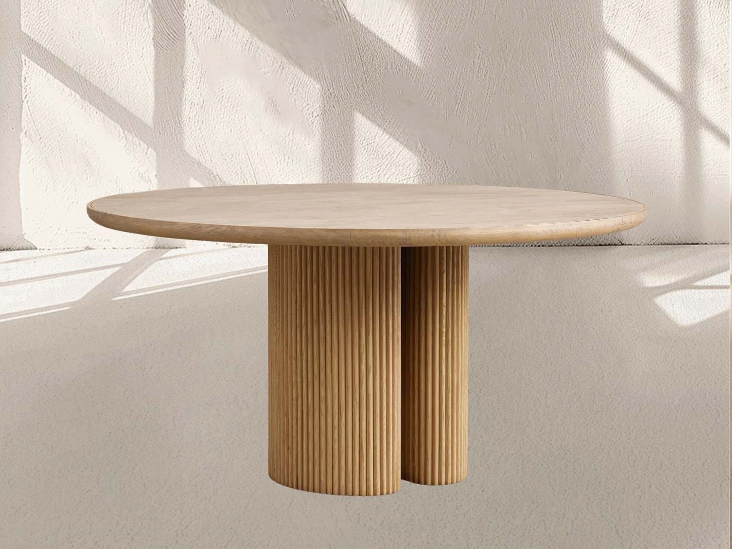 Aster Round Oak & Natural Marble Dining Table