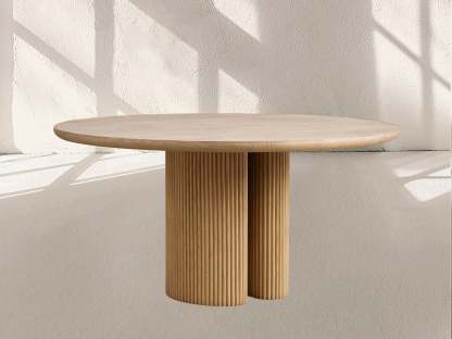 Aster Round Oak & Natural Marble Dining Table