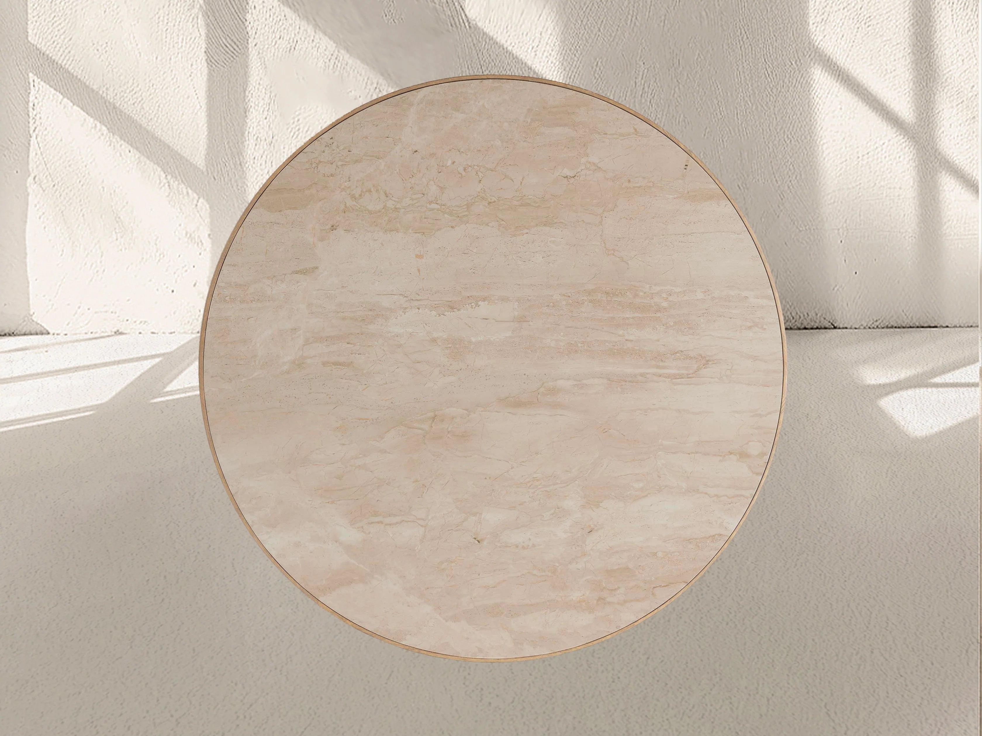 Aster Round Oak & Natural Marble Dining Table