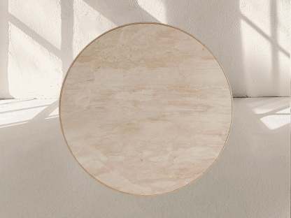 Aster Round Oak & Natural Marble Dining Table