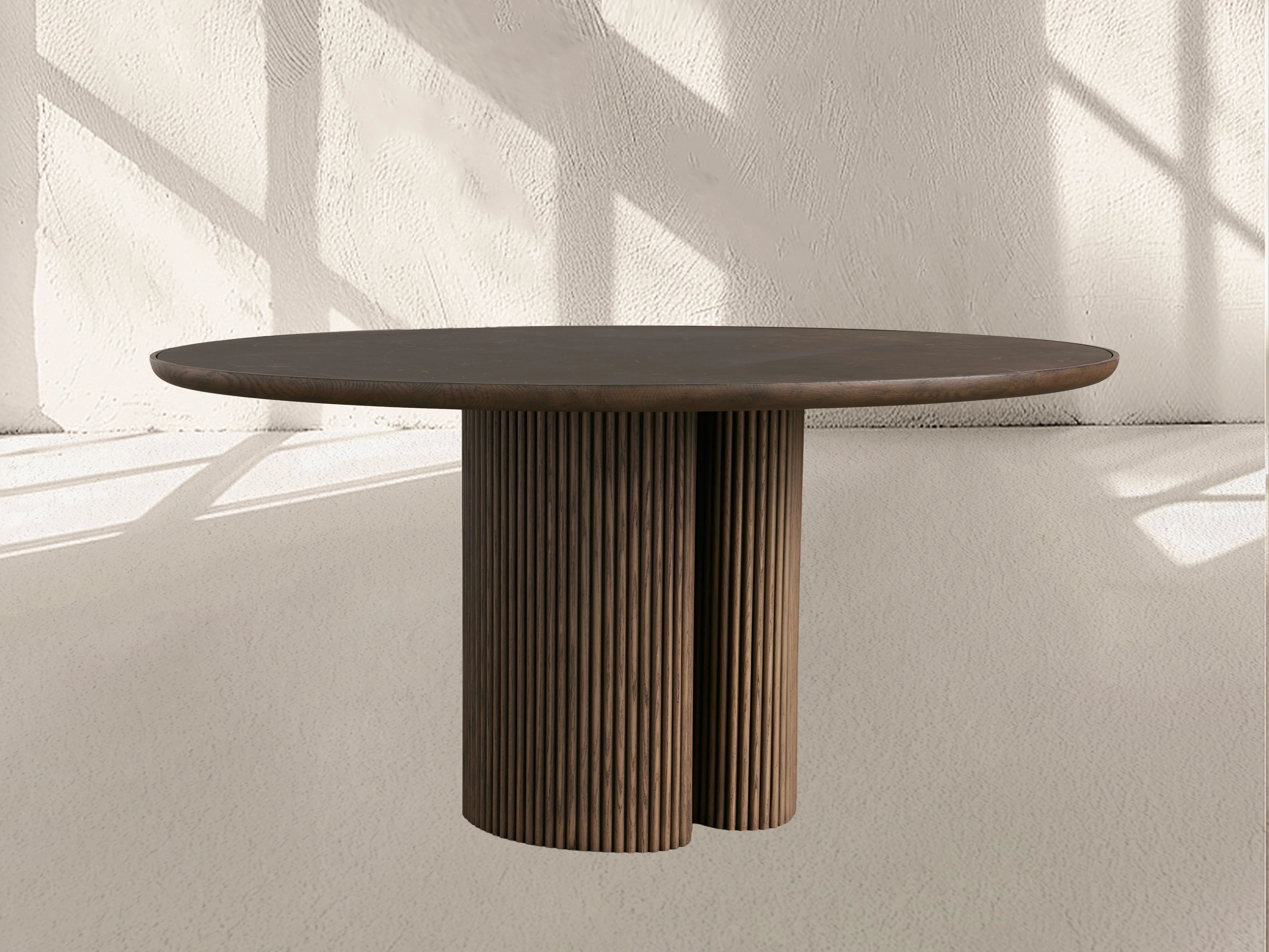 Aster Round Oak & Natural Marble Dining Table