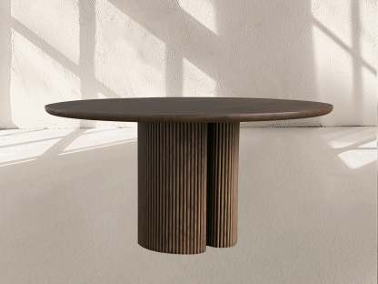 Aster Round Oak & Natural Marble Dining Table