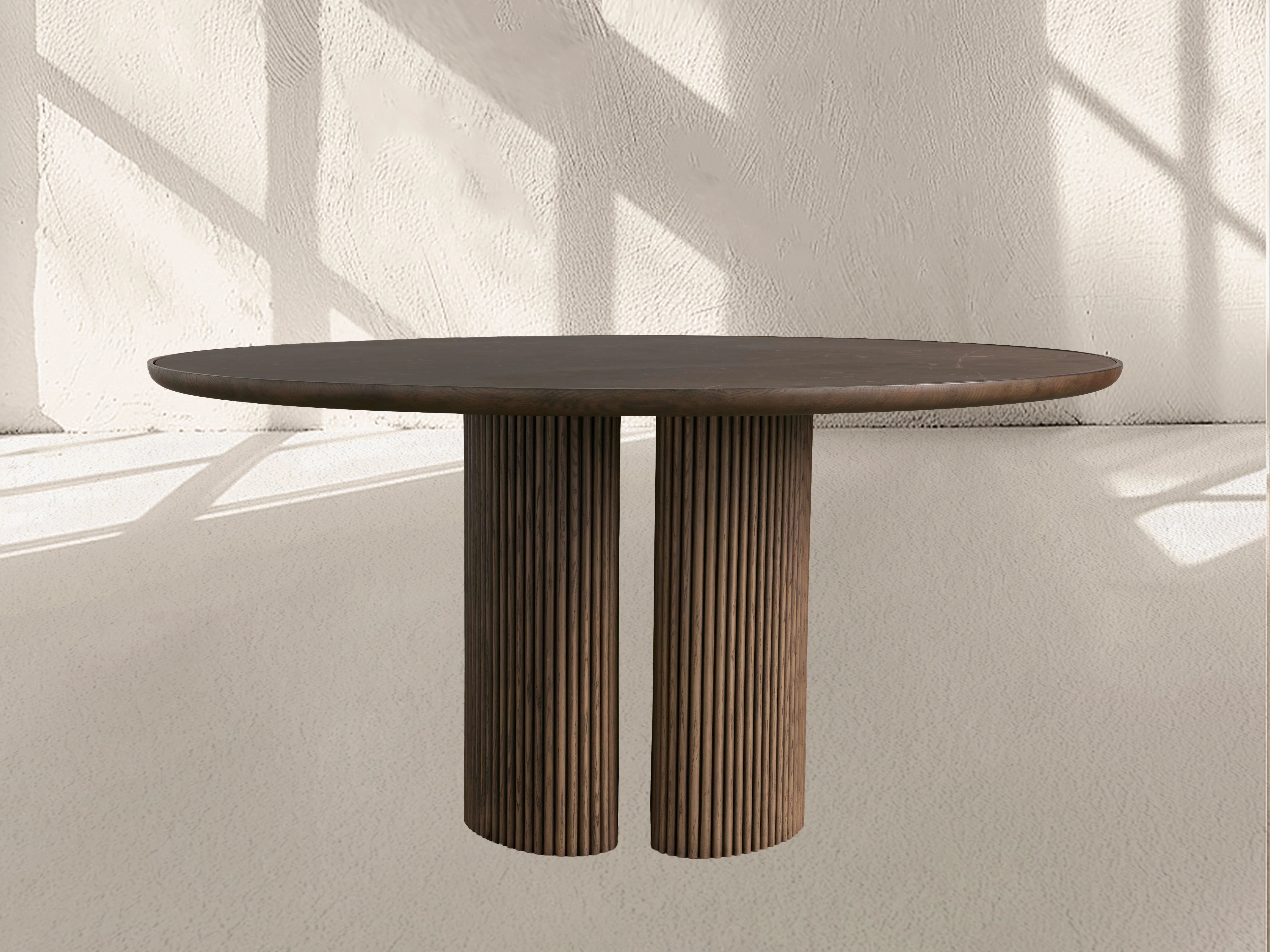 Aster Round Oak & Natural Marble Dining Table
