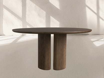 Aster Round Oak & Natural Marble Dining Table