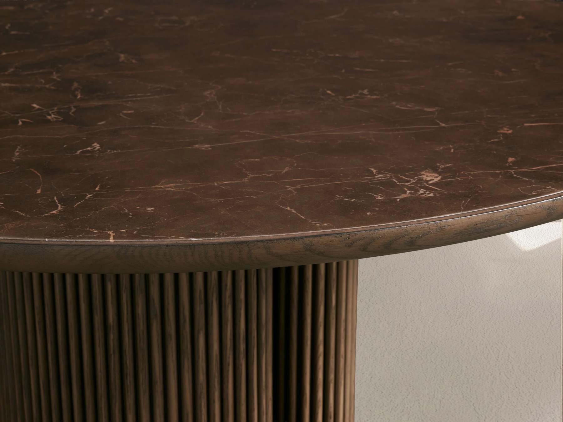 Aster Round Oak & Natural Marble Dining Table