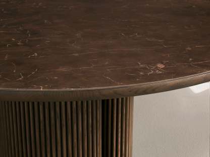 Aster Round Oak & Natural Marble Dining Table