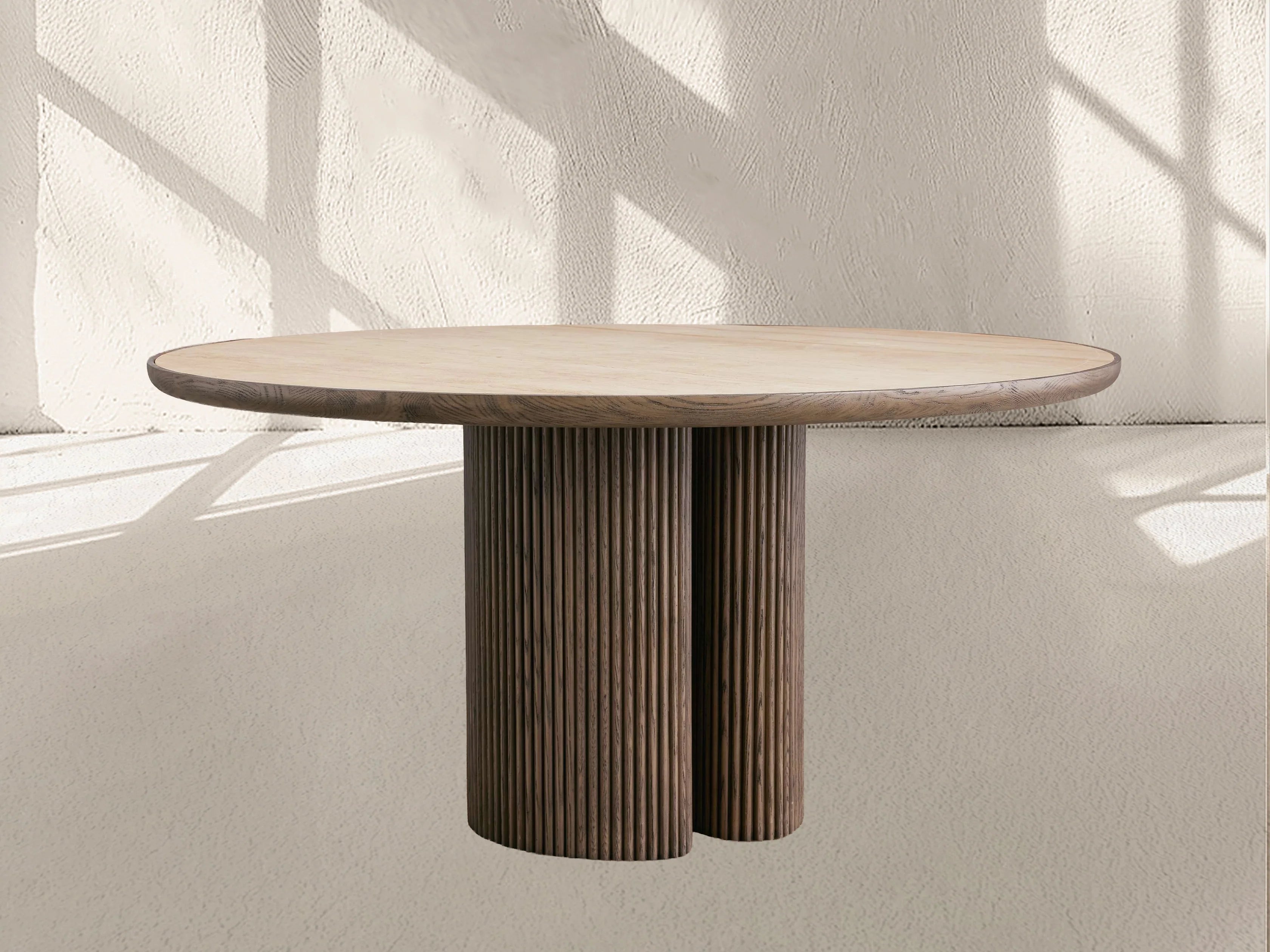 Aster Round Oak & Natural Marble Dining Table