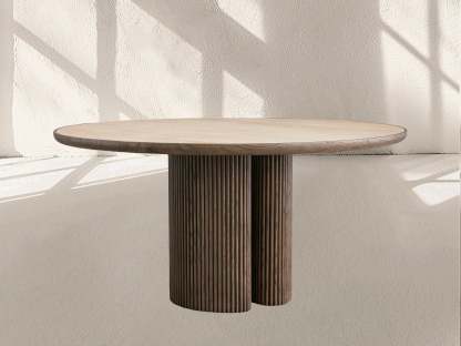 Aster Round Oak & Natural Marble Dining Table