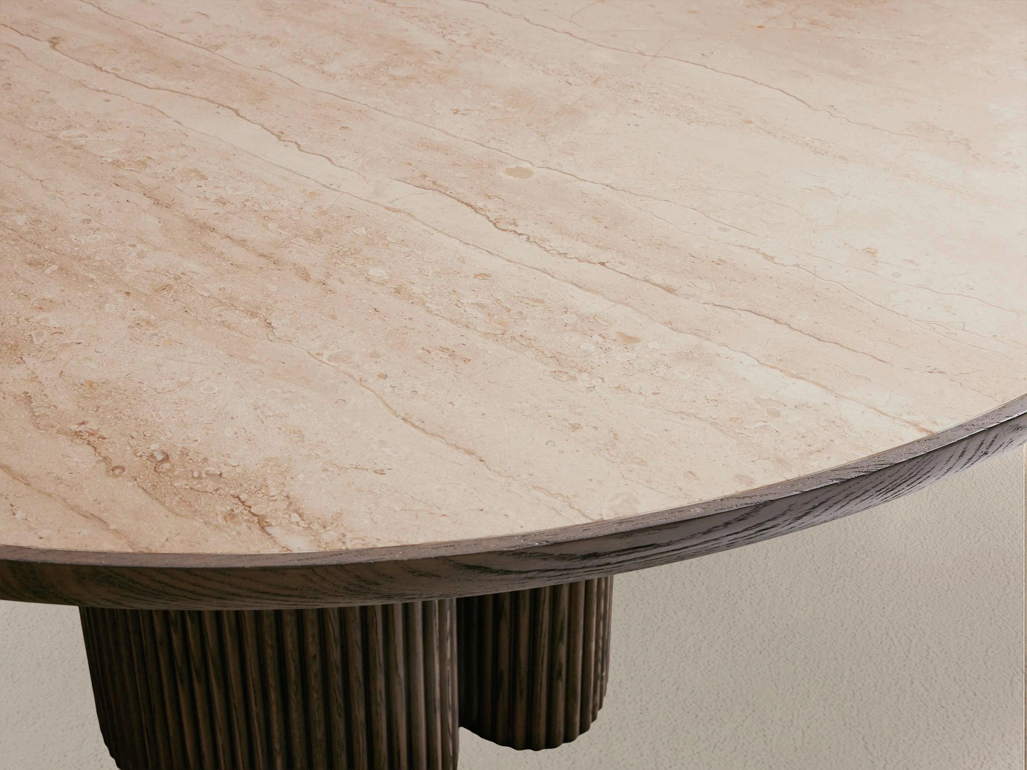 Aster Round Oak & Natural Marble Dining Table