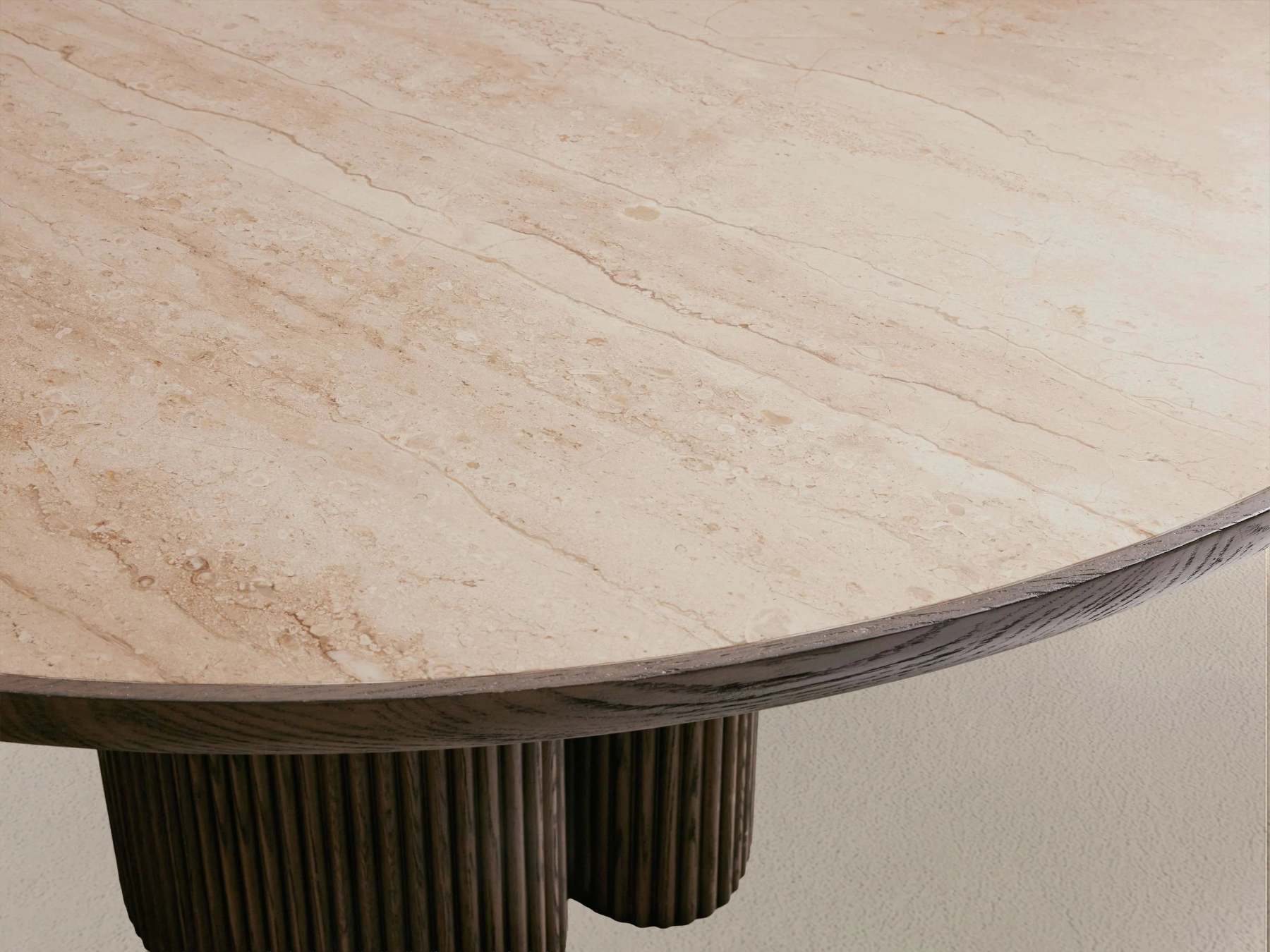 Aster Round Oak & Natural Marble Dining Table