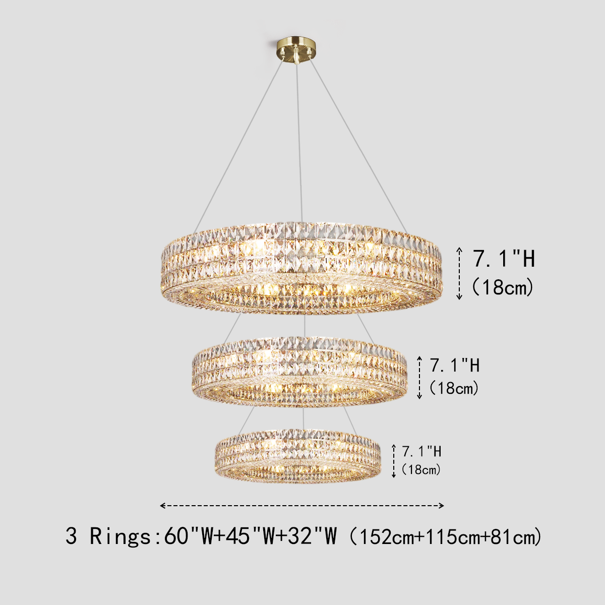 Ceda Halo Crystal Multi-Tier Ring Chandelier-Fullstarlighting