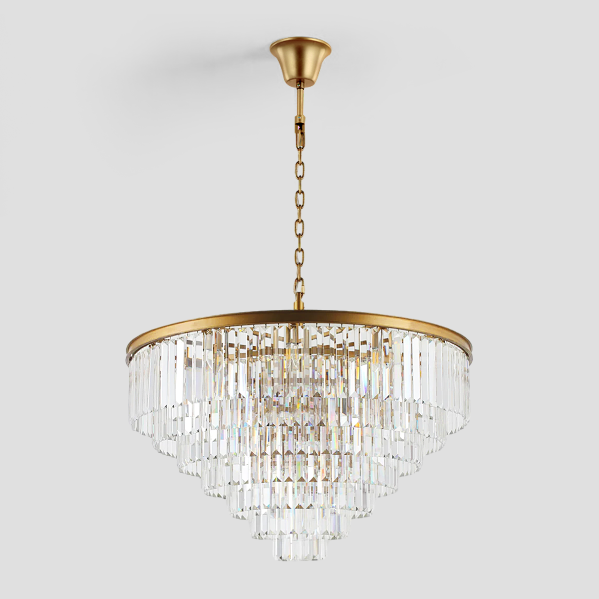 Olmavor 1920s-Style Multi-Tier Clear/Smoke Crystal Round Chandelier