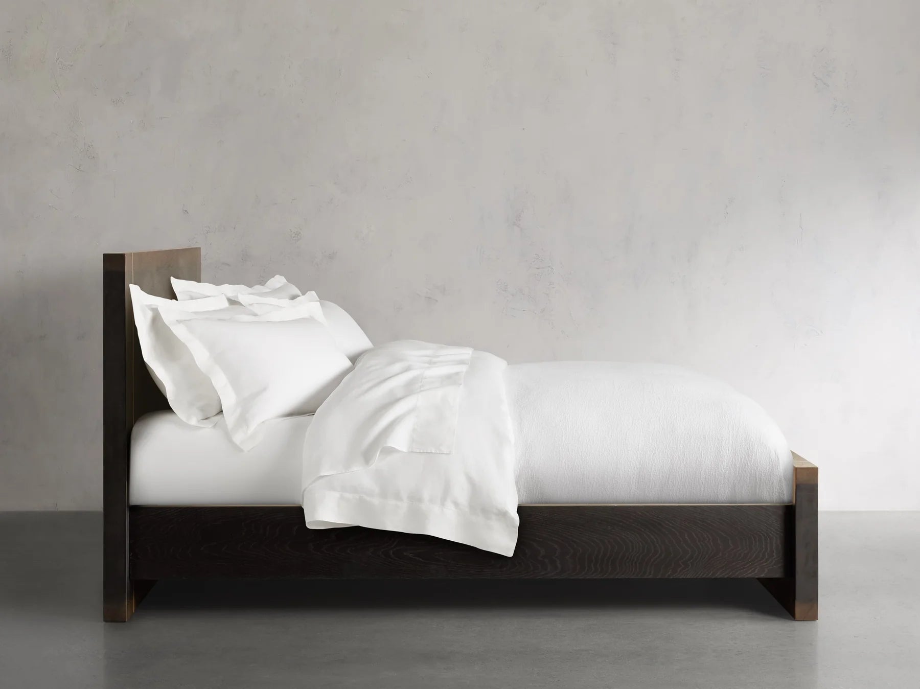 Mihaela Solid Romanian Oak Wood Bed Frame with Hand-Finished Brass Accent Details
