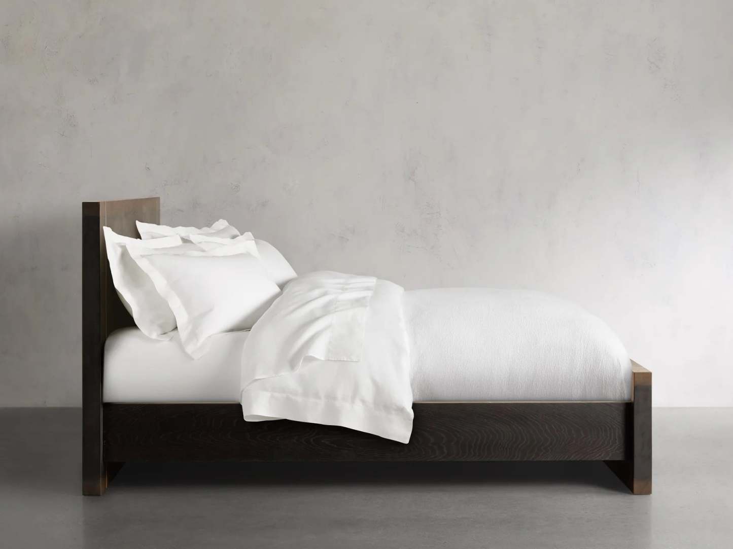 Mihaela Solid Romanian Oak Wood Bed Frame with Hand-Finished Brass Accent Details