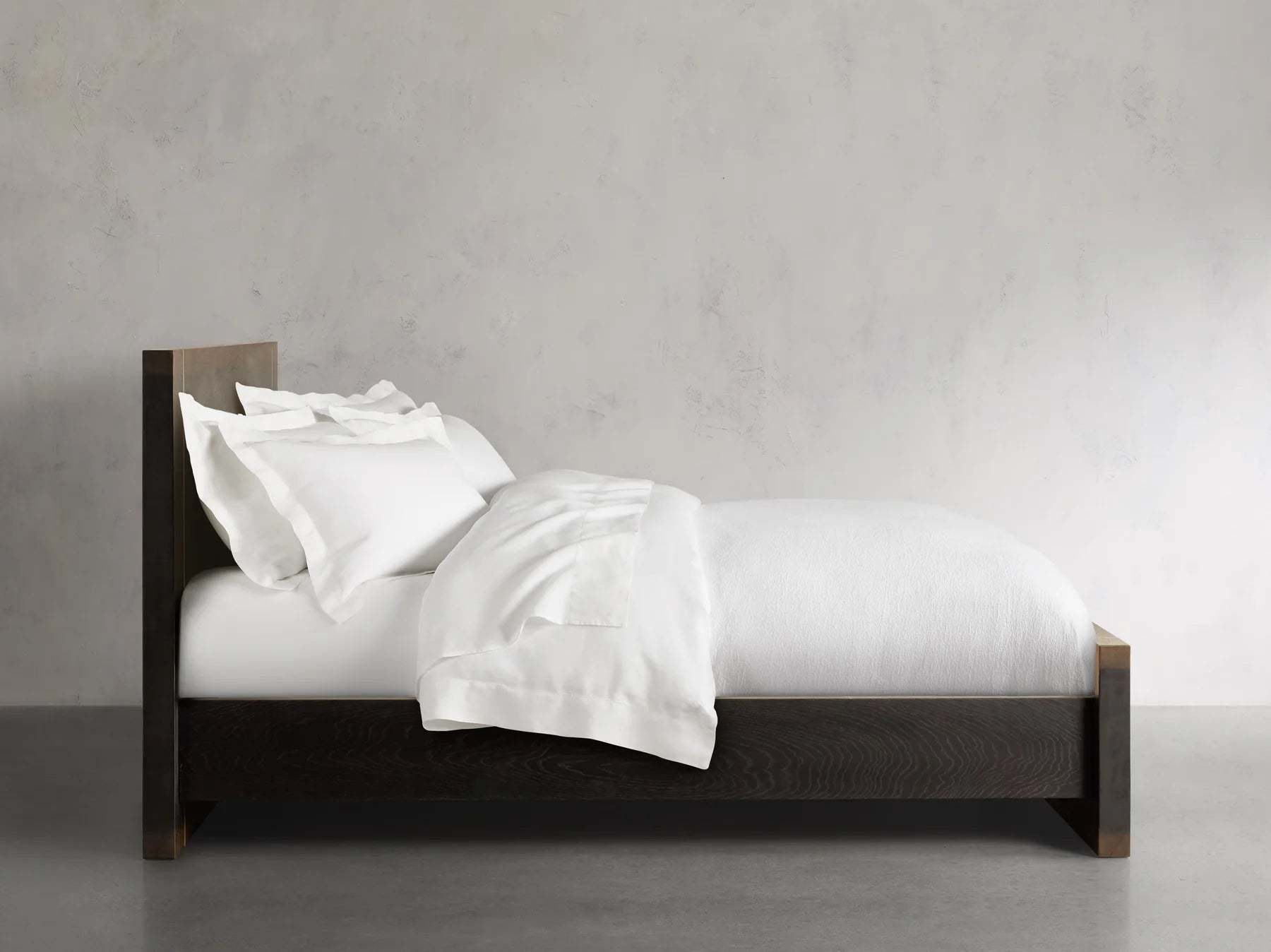 Mihaela Solid Romanian Oak Wood Bed Frame with Hand-Finished Brass Accent Details