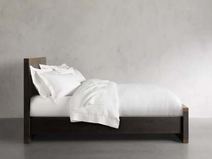Mihaela Solid Romanian Oak Wood Bed Frame with Hand-Finished Brass Accent Details
