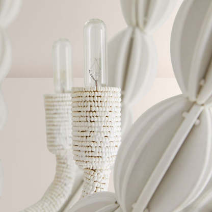 Indi White Wood Chandelier