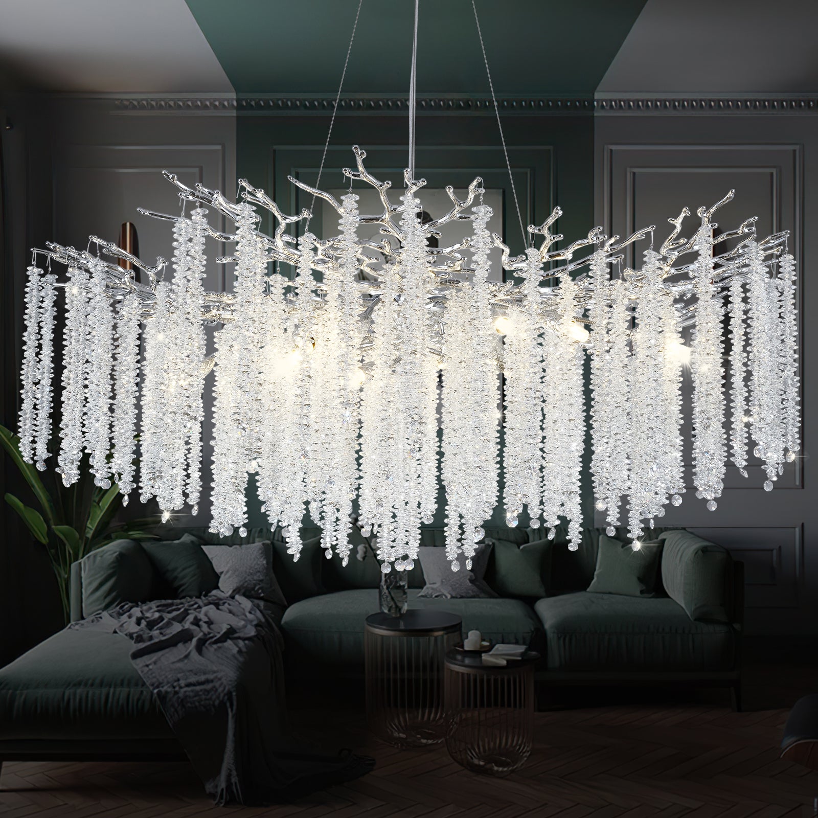 Snow Tree Branch Crystal Gold/Silver Chandelier for All Rooms 40''-Fullstarlighting
