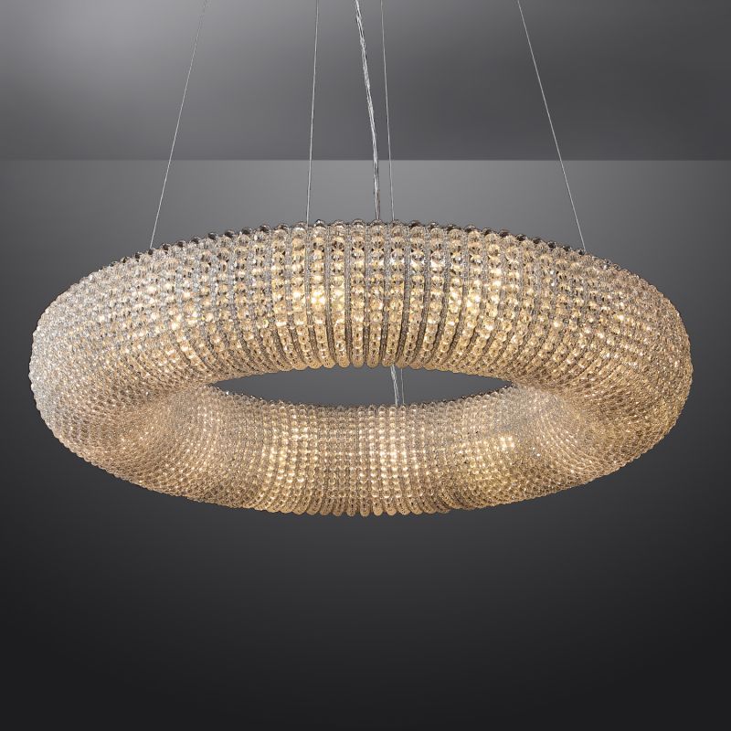 Arden Stranded Crystal Round LED Chandelier 72"