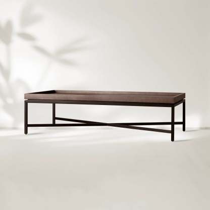 Malone Coffee Table Modern Steel Base With Embossed Leather Shagreen Top-Fullstarlighting