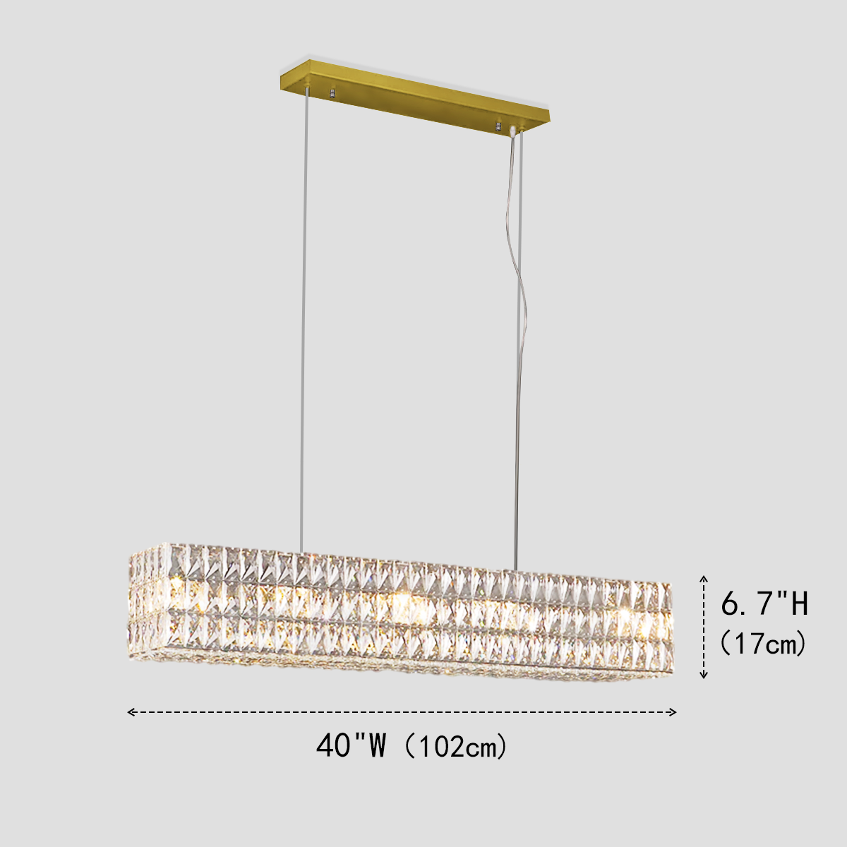 Gadsden Halo Rectangular Crystal Chandelier-Fullstarlighting