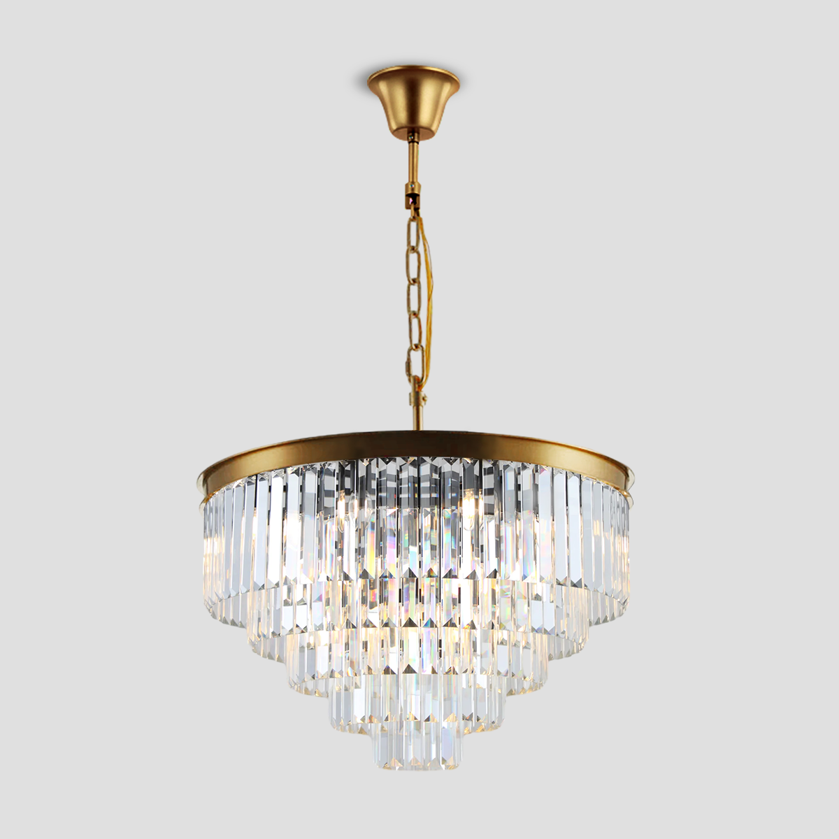 Olmavor 1920s-Style Multi-Tier Clear/Smoke Crystal Round Chandelier
