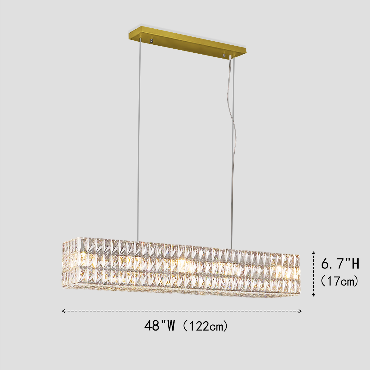 Gadsden Halo Rectangular Crystal Chandelier-Fullstarlighting