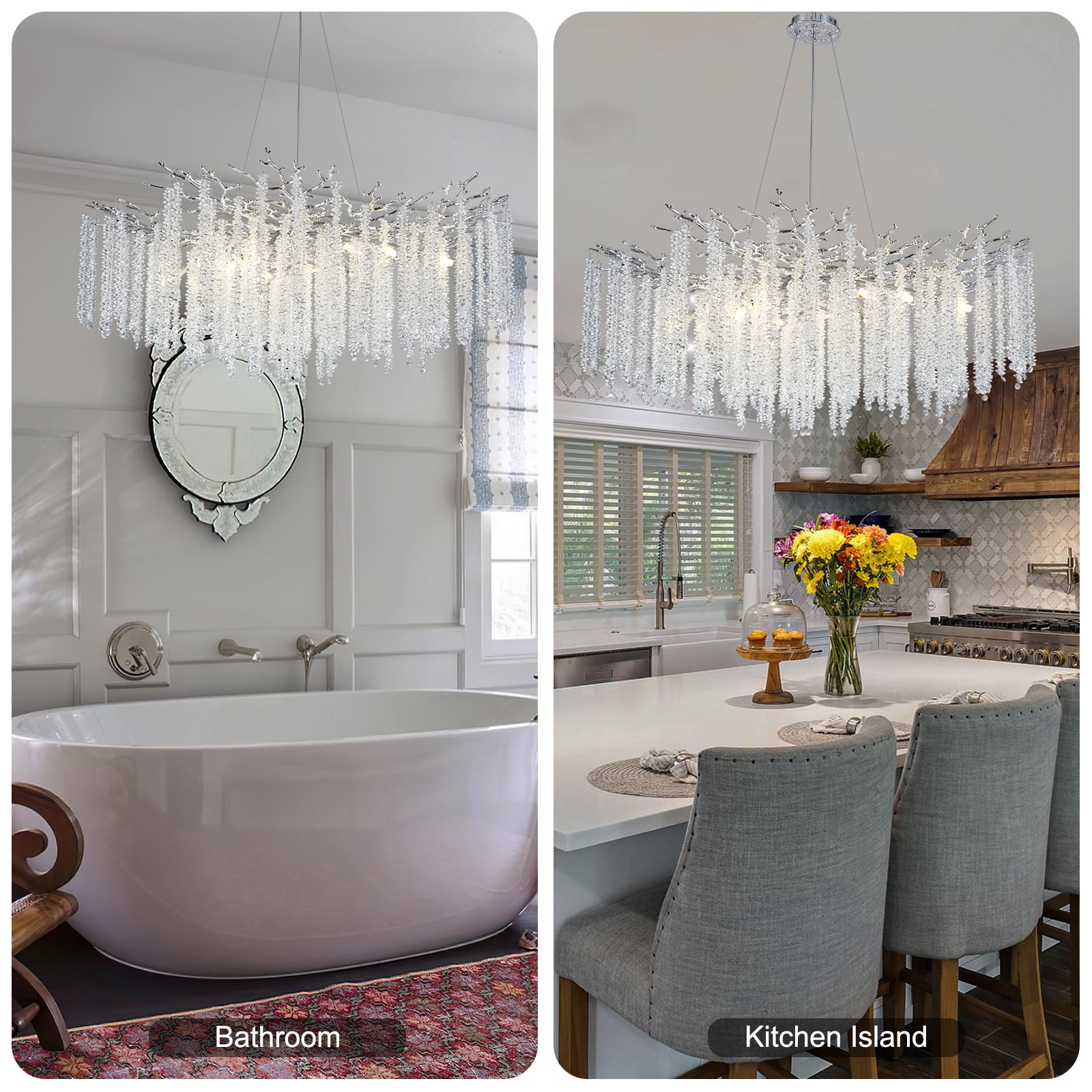 Snow Tree Branch Crystal Gold/Silver Chandelier for All Rooms 40''-Fullstarlighting