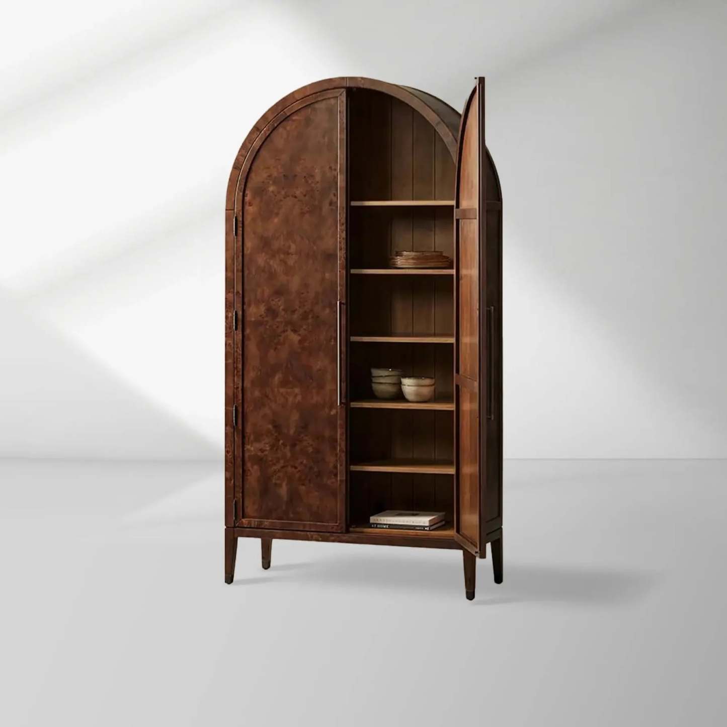 Hattie Burl Tall Cabinet Living Room Natural Wood Grain Storage Cabinet-Fullstarlighting