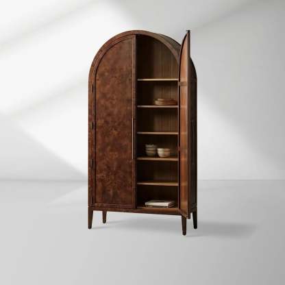 Hattie Burl Tall Cabinet Living Room Natural Wood Grain Storage Cabinet-Fullstarlighting