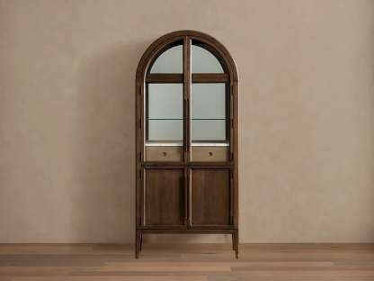 Hattie Bar Cabinet Solid Oak Wood Rectangular Vintage Inspired Dining