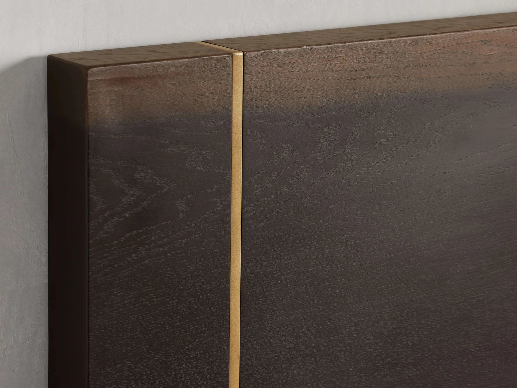 Mihaela Solid Romanian Oak Wood Bed Frame with Hand-Finished Brass Accent Details