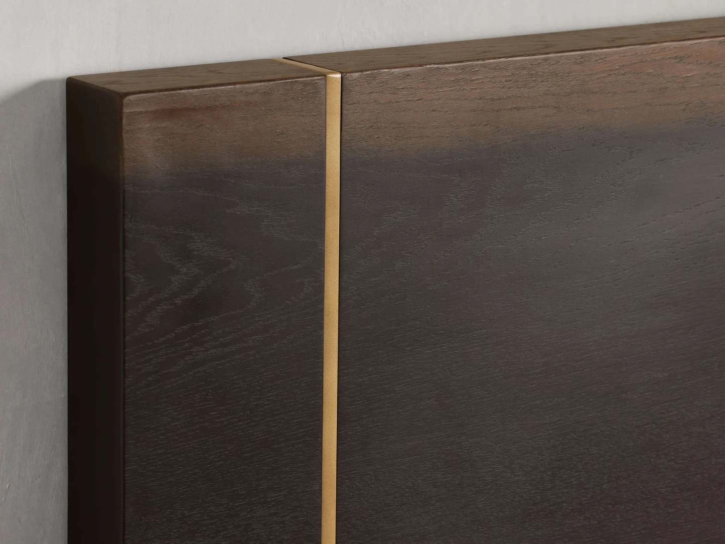 Mihaela Solid Romanian Oak Wood Bed Frame with Hand-Finished Brass Accent Details