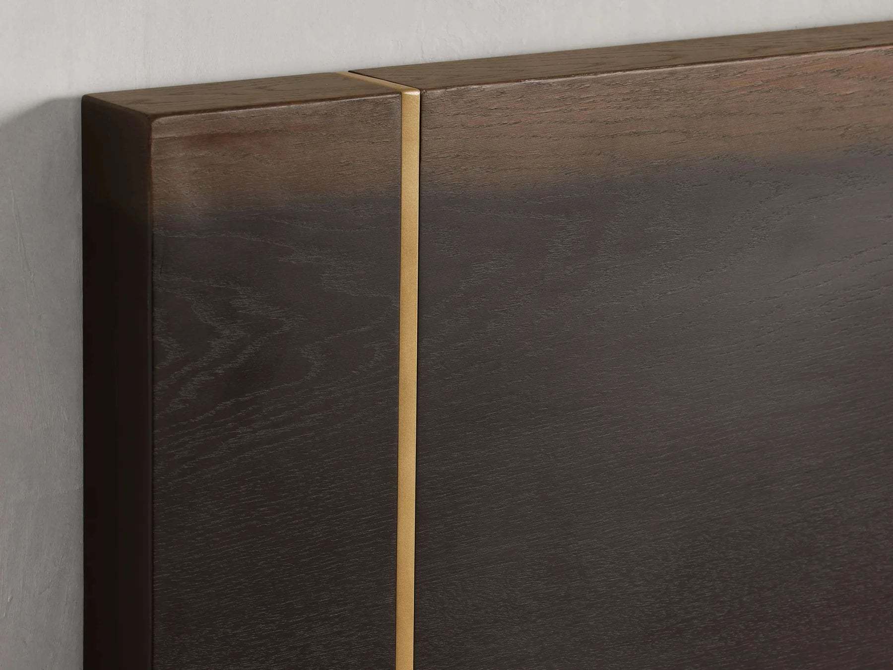 Mihaela Solid Romanian Oak Wood Bed Frame with Hand-Finished Brass Accent Details