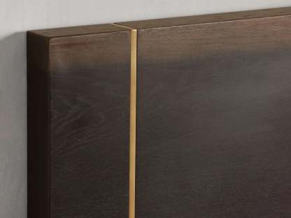 Mihaela Solid Romanian Oak Wood Bed Frame with Hand-Finished Brass Accent Details