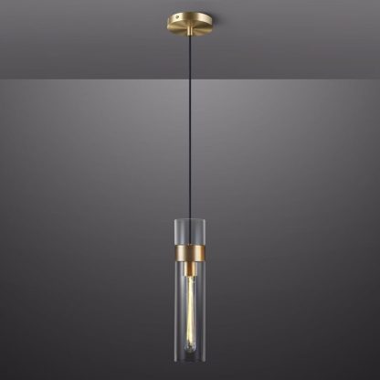 Glass Tube Brass Pendant Lights 1 Light/7 Lights