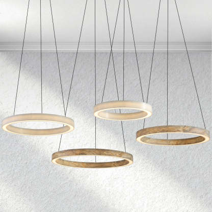 Alabaster StoneGlow Round Chandelier