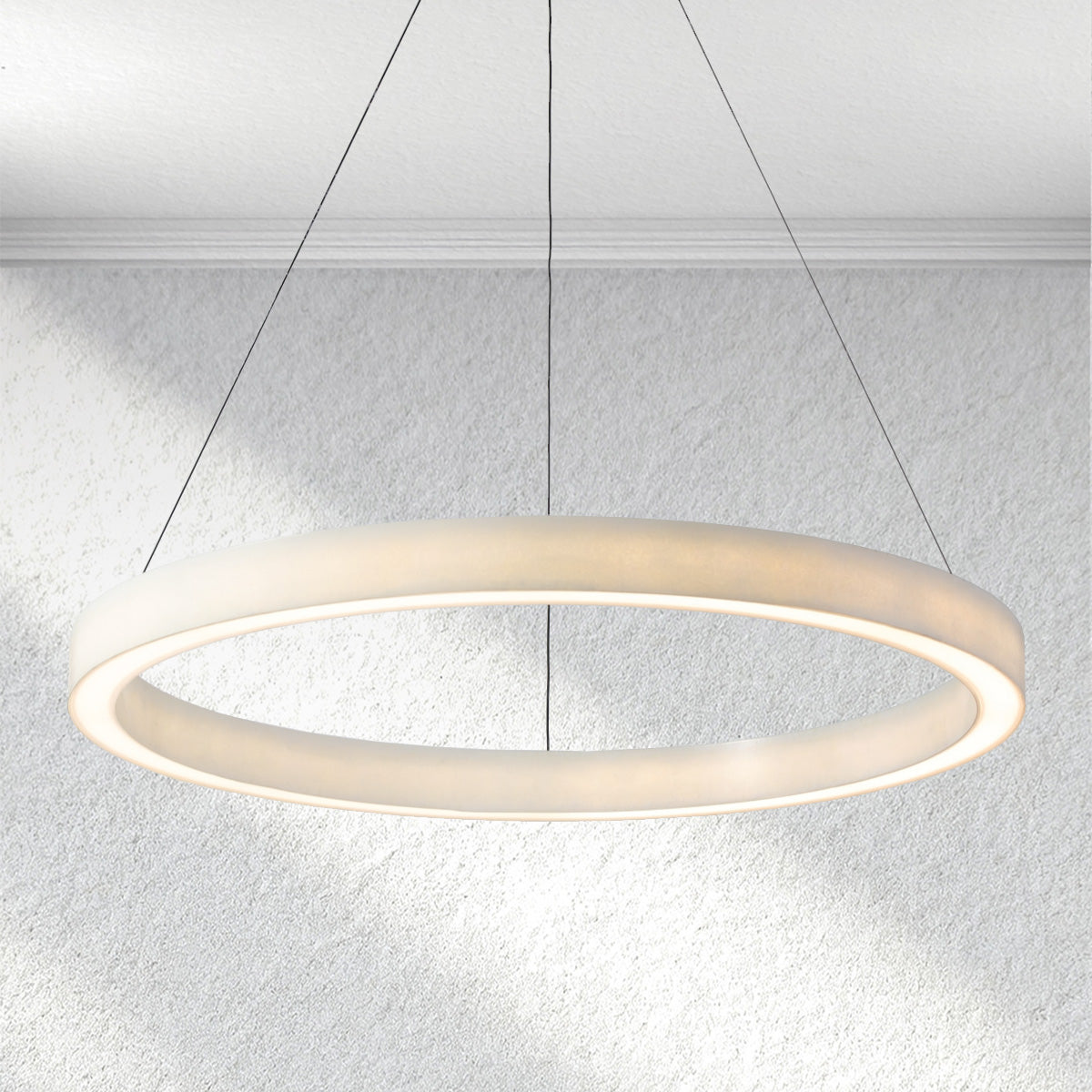 Alabaster StoneGlow Round Chandelier-Fullstarlighting