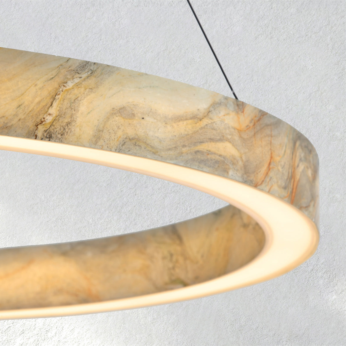 Alabaster StoneGlow Round Chandelier-Fullstarlighting