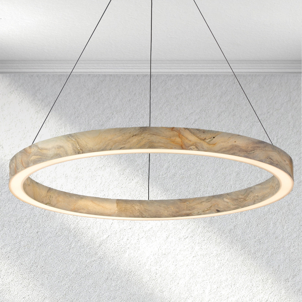 Alabaster StoneGlow Round Chandelier-Fullstarlighting