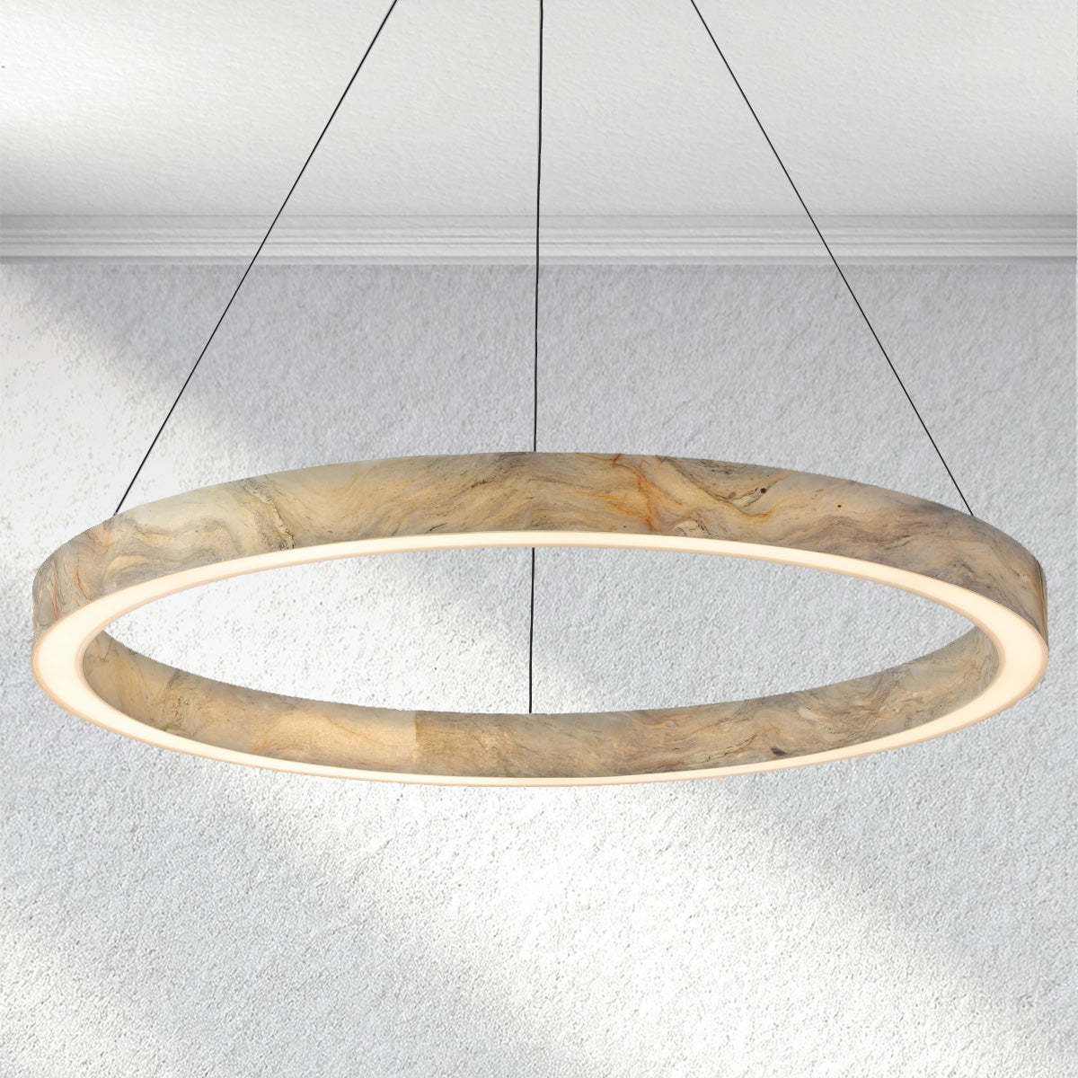 Alabaster StoneGlow Round Chandelier-Fullstarlighting