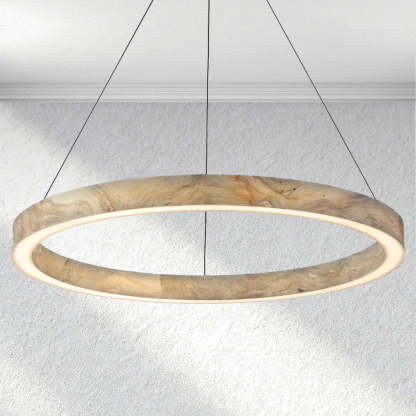 Alabaster StoneGlow Round Chandelier-Fullstarlighting