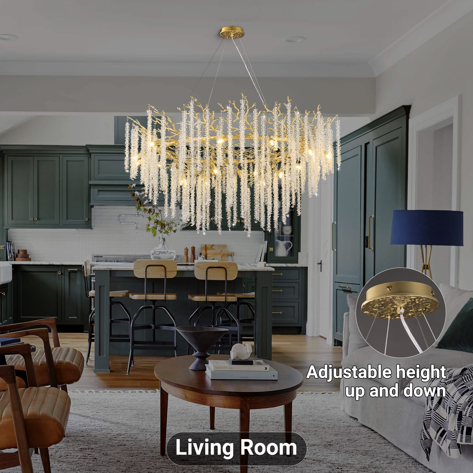 Snow Tree Branch Gold/Silver Chandelier 47''-Fullstarlighting