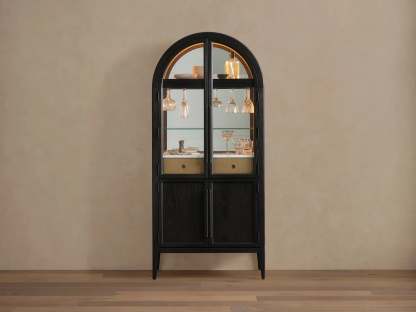 Hattie Bar Cabinet Solid Oak Wood Rectangular Vintage Inspired Dining